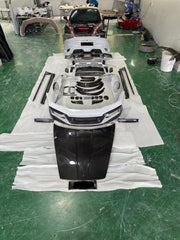 FULL CARBON BODY KIT for PORSCHE 911 (992) 2018+  Set includes:  Front Apron Front Lip / Spoiler Front Hood / Bonnet Side Fenders with Air Outlet Mirrors Side Skirts Side Air intakes Rear Apron Rear Diffuser Engine Hood / Bonnet Roof Spoiler Rear Spoiler / Wing