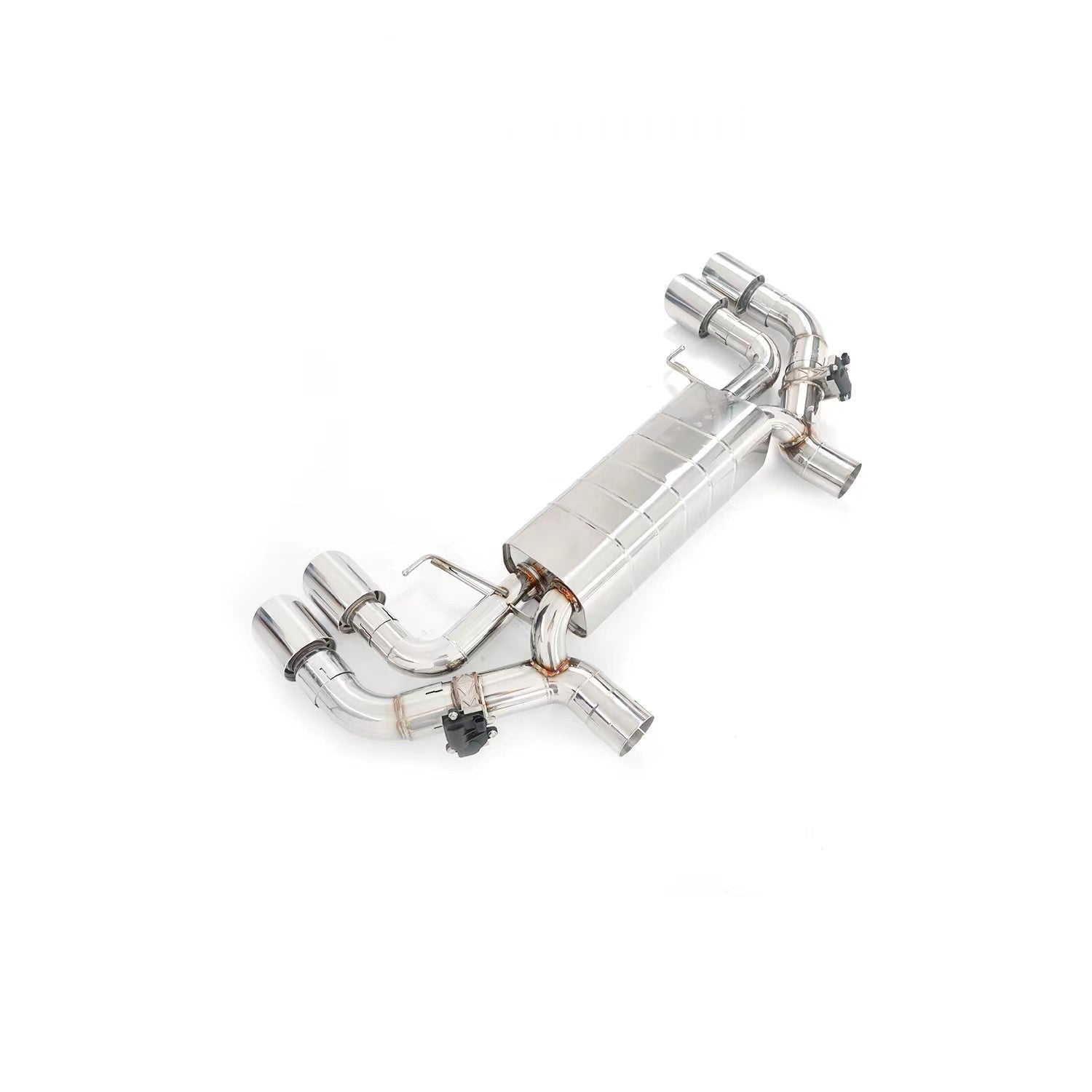 Aggressive Sporty Sound Valved Exhaust Catback Muffler For BMW M8 F93 Gran Coupe 2019+ 4.4L  Set include:  Center pipes Muffler with valves The valve control unit and remote controller Material: Stainless steel  Production time: 10 days  NOTE: Professional installation is required.