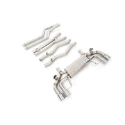 Aggressive Sporty Sound Valved Exhaust Catback Muffler For BMW M8 F93 Gran Coupe 2019+ 4.4L  Set include:  Center pipes Muffler with valves The valve control unit and remote controller Material: Stainless steel  Production time: 10 days  NOTE: Professional installation is required.