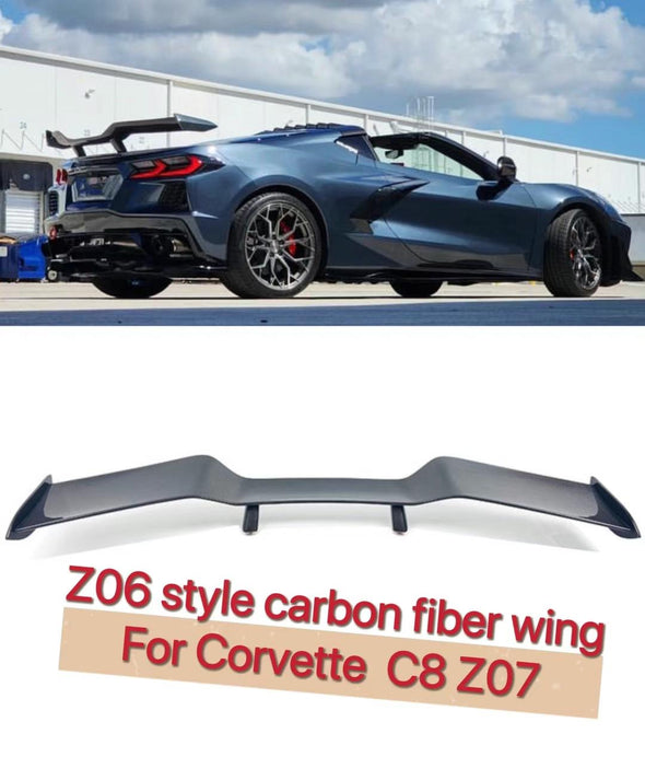 Z06 STYLE CARBON REAR SPOILER for CHEVROLET CORVETTE C8 STINGRAY 2020+